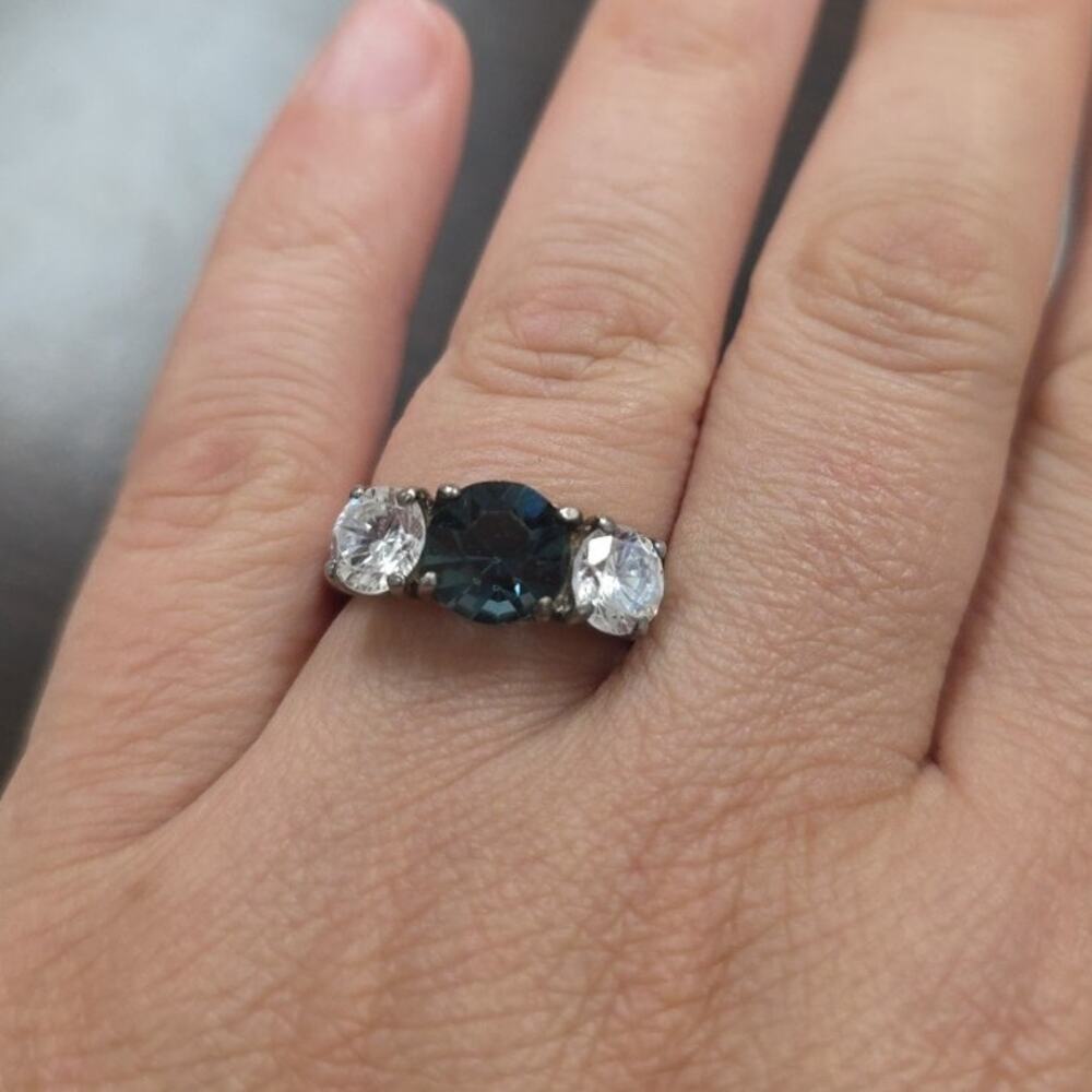 Women's Solitaire White Diamond Topas Promise Ring 925 Silver Size 7 4.89 G - Picture 1 of 16